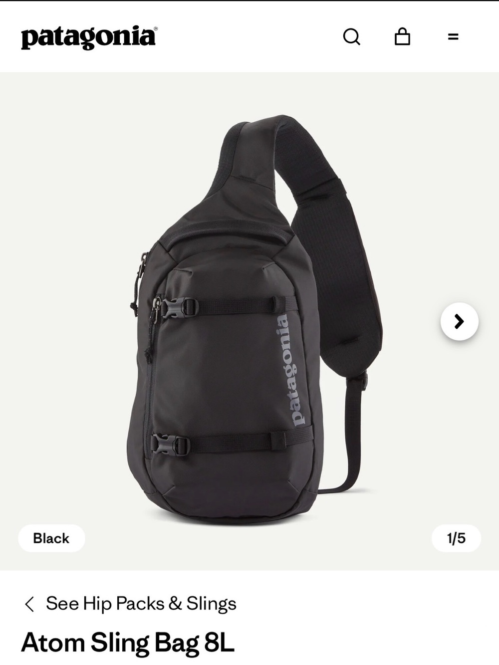 Patagonia Black Sling Bag for Men
